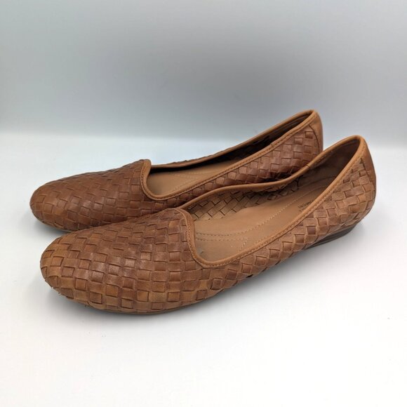Naturalizer N5 Comfort Flat Slip On Shoes Brown Woven Leather Women's 12 (42) - Picture 2 of 7